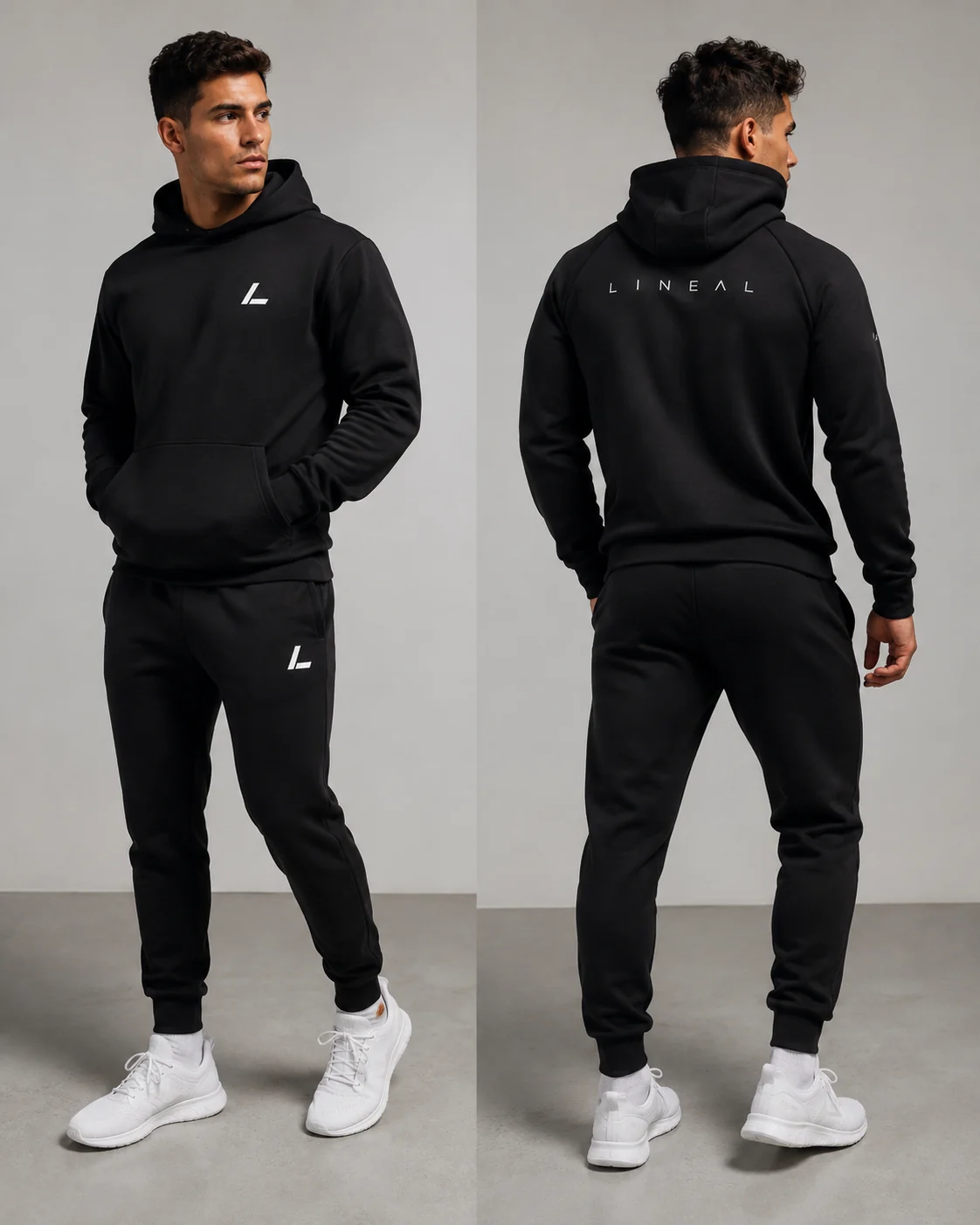 LINEAL black tracksuit, front and back